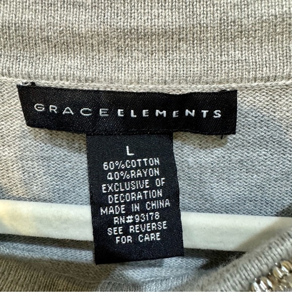 Grace Elements Gray Beaded Sweater Size Large - Picture 6 of 6